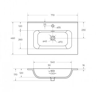 Керамическая раковина 70 см CEZARES CZR-8095-70 белый